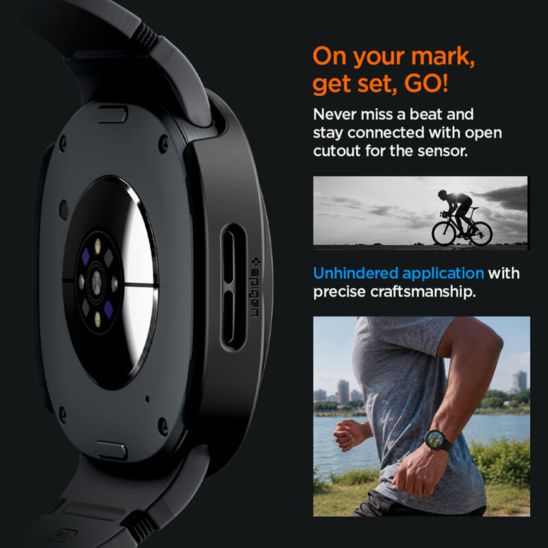Husa + folie Samsung Galaxy Watch9 44mm Spigen Thin Fit 360, negru