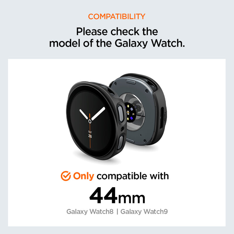 Husa Samsung Galaxy Watch8 44mm Spigen Thin Fit 360, negru