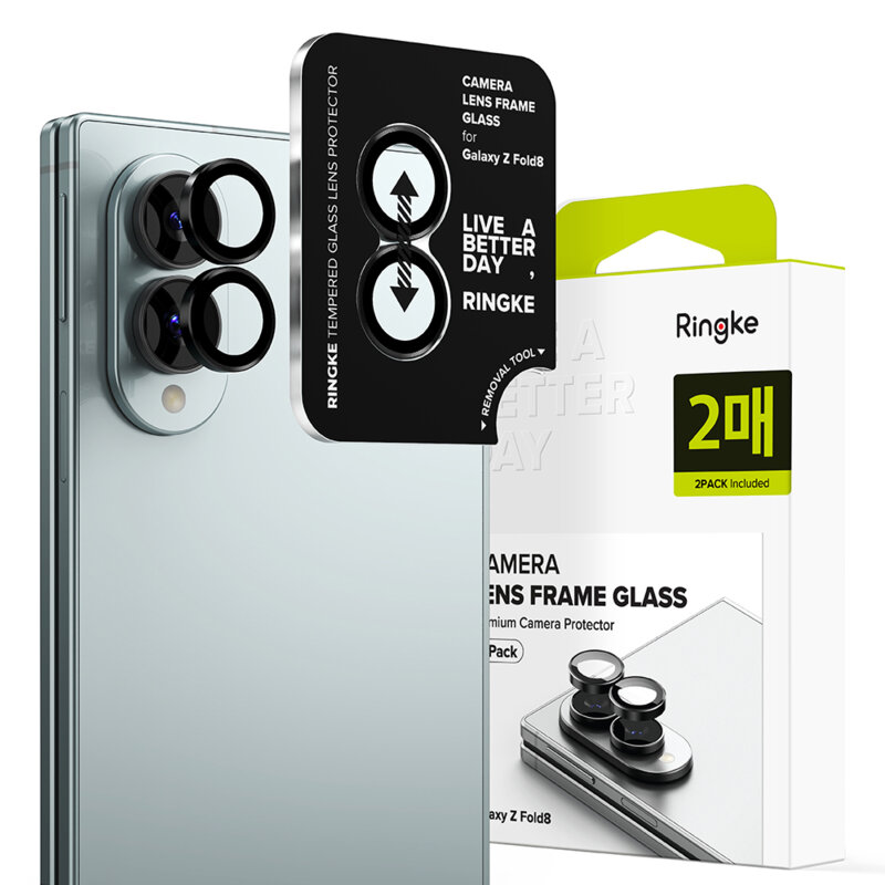 [Pachet 2x] Folie sticla camera Samsung Galaxy Z Fold8 Ringke Camera Lens Frame, negru