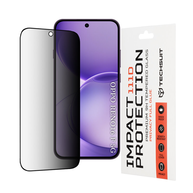 Folie sticla Oppo Reno16 F Techsuit 111D Privacy Full Glue, negru