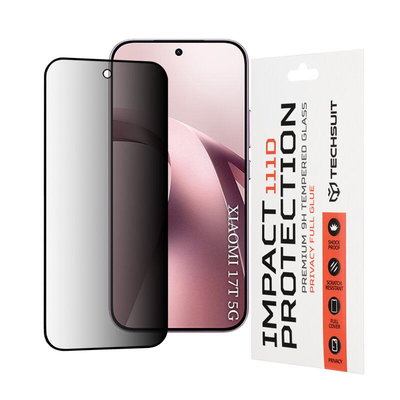 Folie sticla Xiaomi 17T Techsuit 111D Privacy Full Glue, negru
