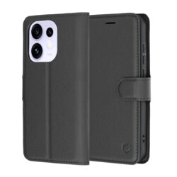 Husa Oppo Reno16 Techsuit Leather Folio, negru