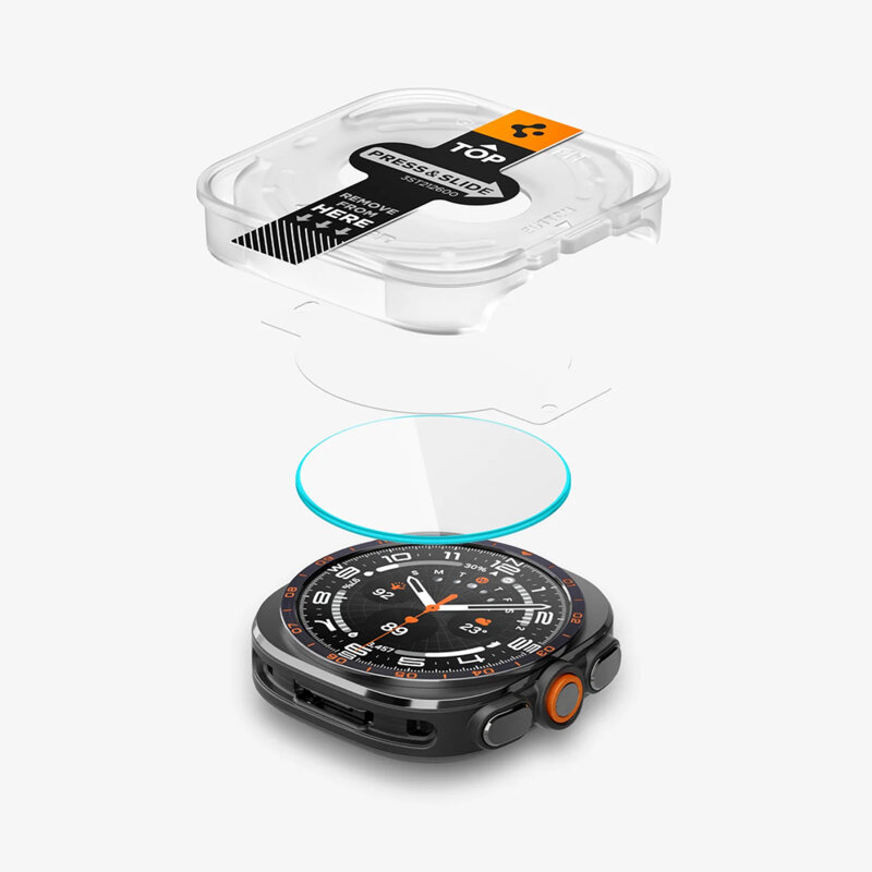 [Pachet 2x] Folie Samsung Galaxy Watch Ultra 2 Spigen Glas.tR EZ Fit, transparenta