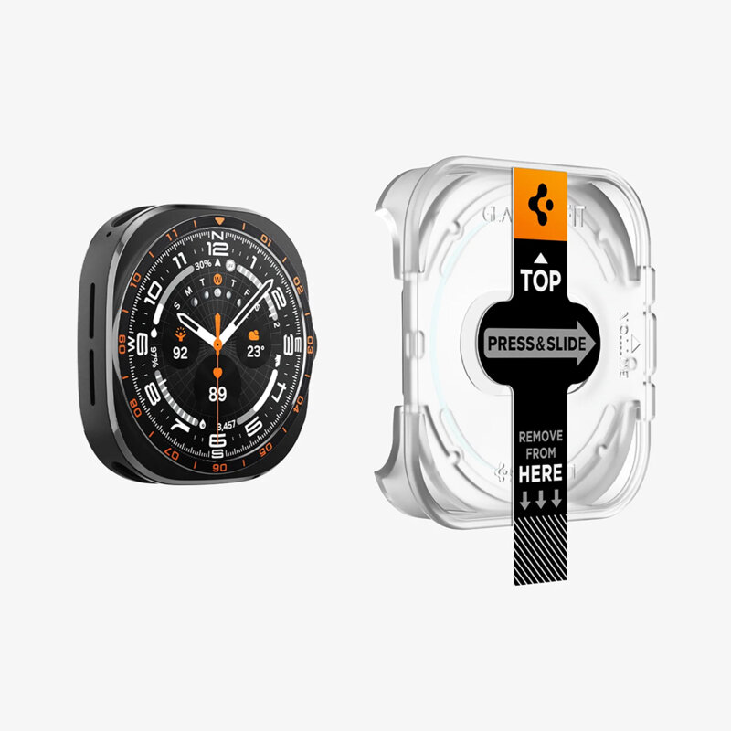 [Pachet 2x] Folie Samsung Galaxy Watch Ultra 2 Spigen Glas.tR EZ Fit, transparenta