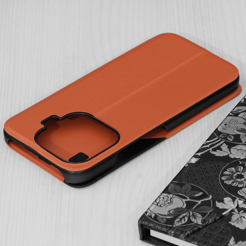 Husa Xiaomi 17T Eco Leather View flip tip carte, portocaliu