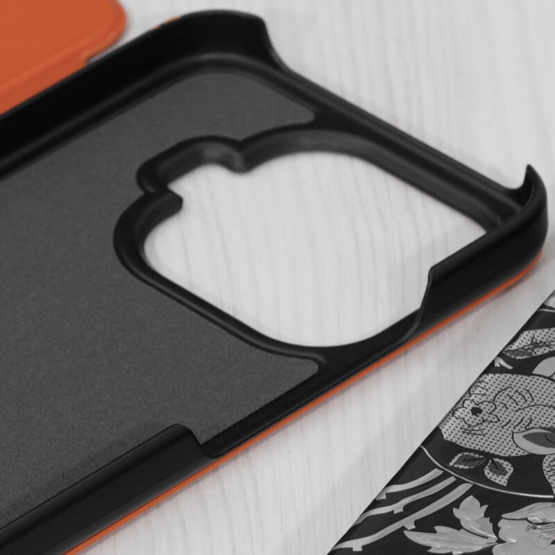 Husa Xiaomi 17T Eco Leather View flip tip carte, portocaliu