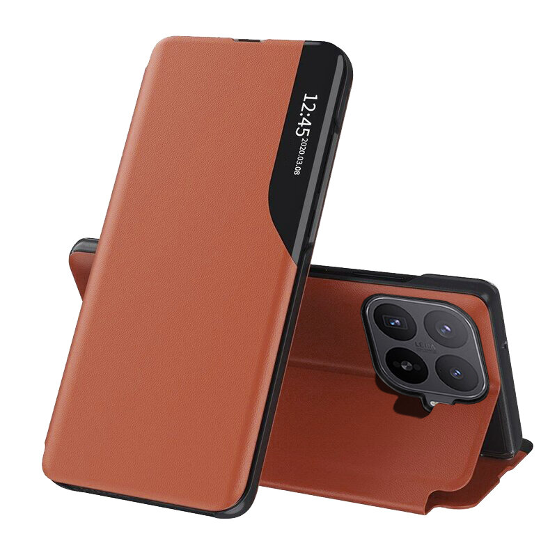 Husa Xiaomi 17T Pro Eco Leather View flip tip carte, portocaliu