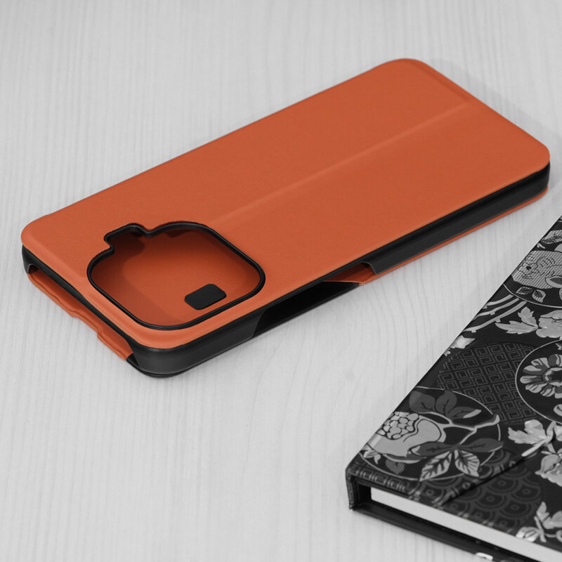 Husa Xiaomi 17T Pro Eco Leather View flip tip carte, portocaliu