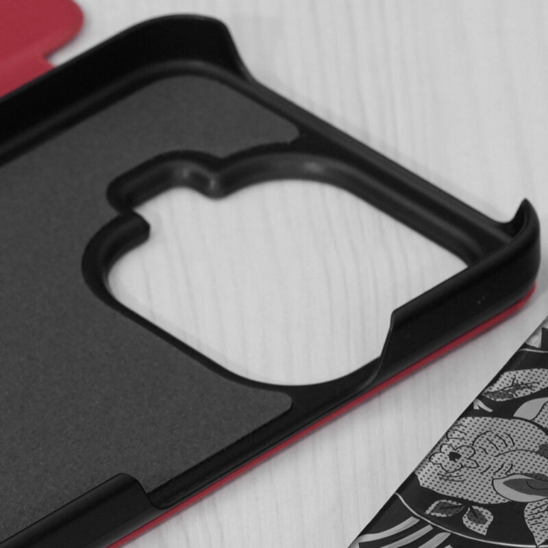 Husa Xiaomi 17T Pro Eco Leather View flip tip carte, rosu
