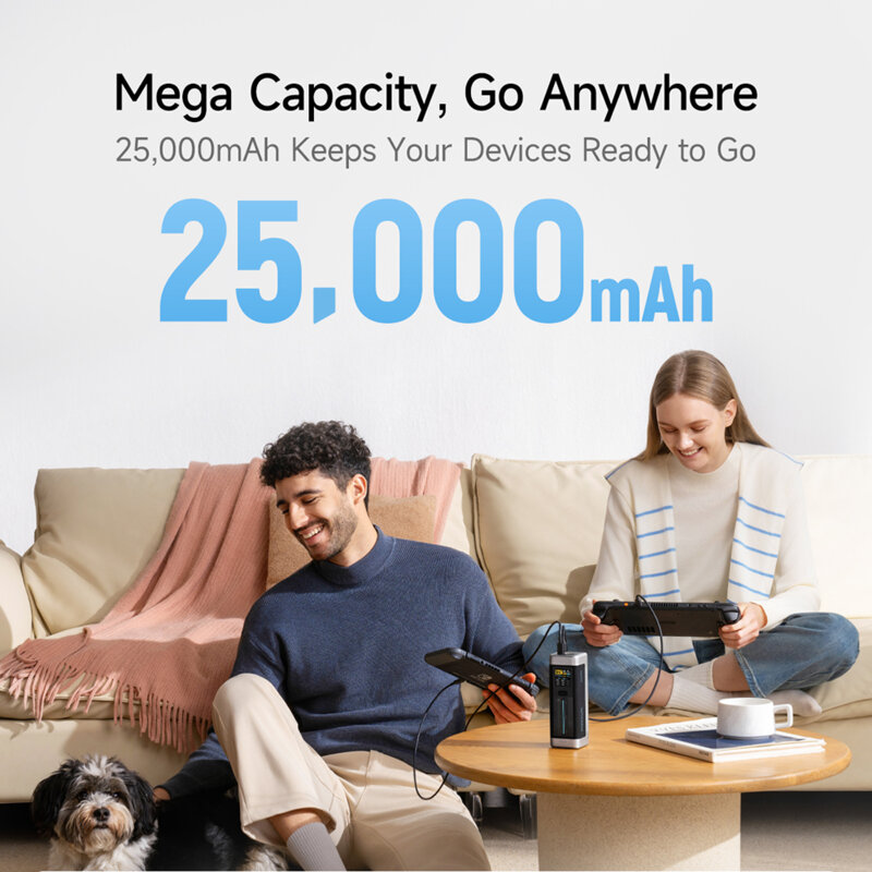 Baterie externa cu cablu USB-C 25000mAh 210W Cuktech P23, gri