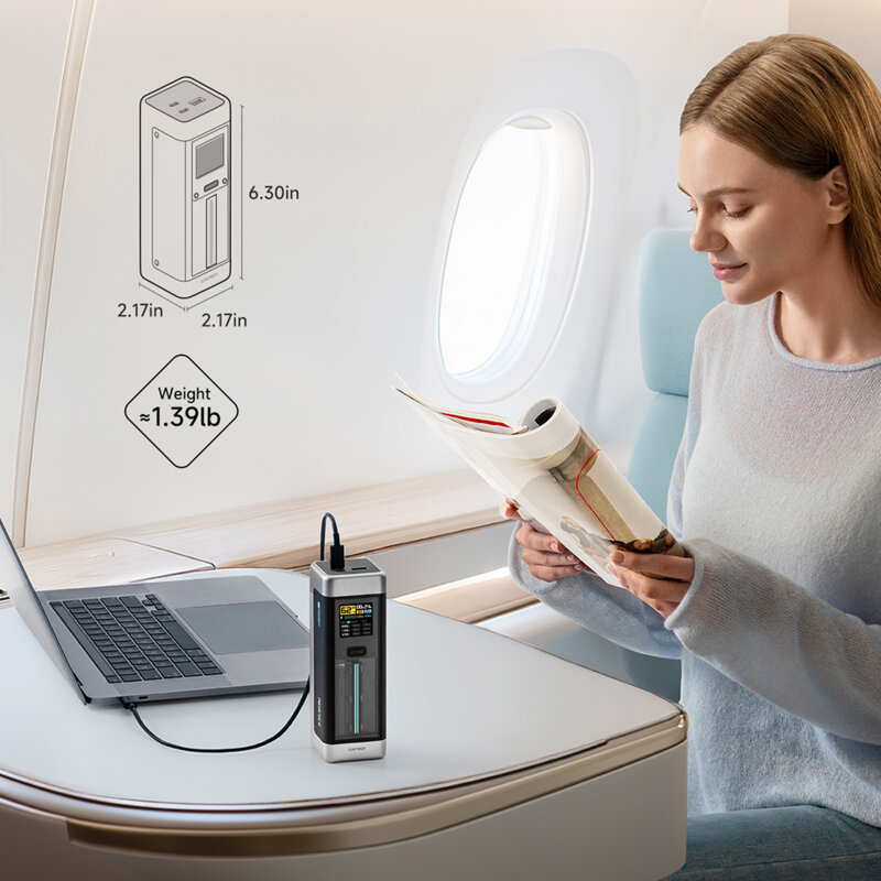 Baterie externa cu cablu USB-C 25000mAh 210W Cuktech P23, gri