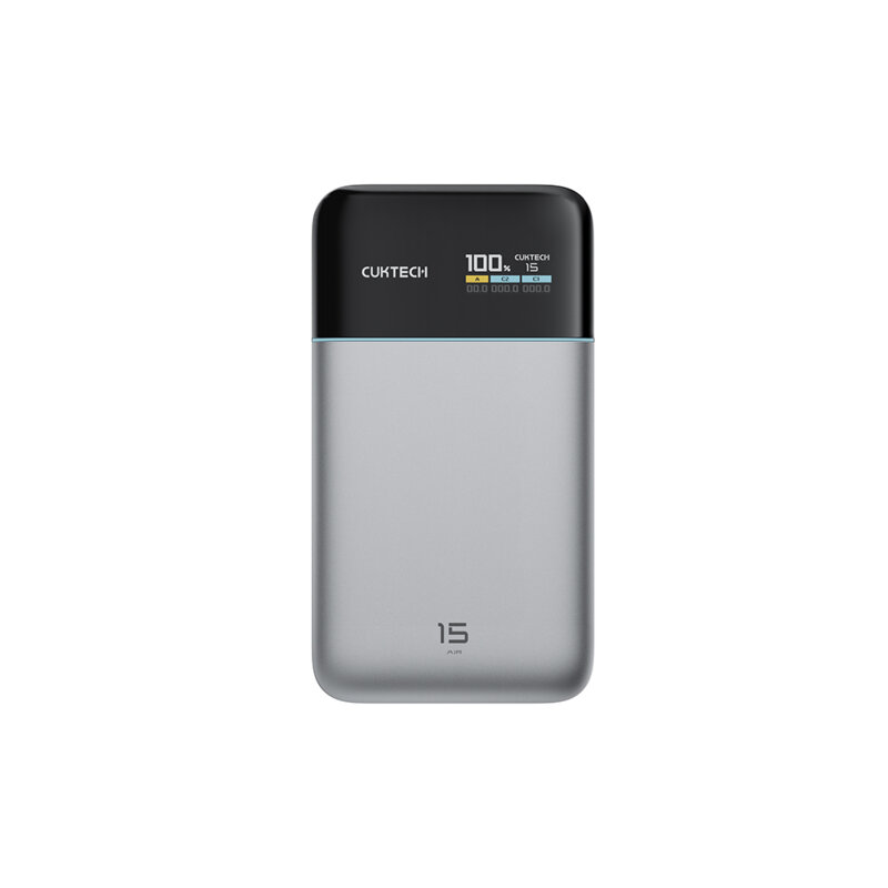 Baterie externa GaN 100W, cablu USB-C, 15000mAh Cuktech PB150S, gri