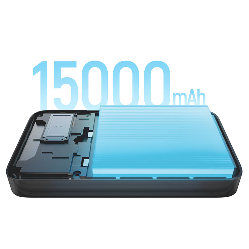 Baterie externa GaN 100W, cablu USB-C, 15000mAh Cuktech PB150S, gri