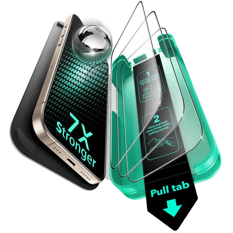 [Pachet 3x] Folie sticla iPhone 18 Pro ESR Armorite Screen Protector UltraFit, negru