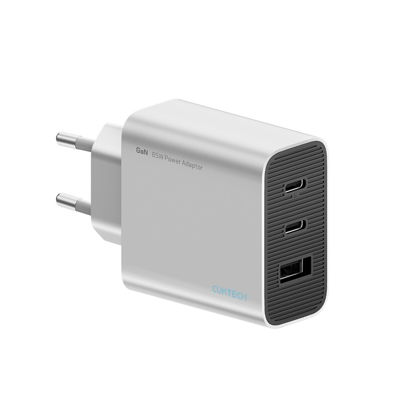 Incarcator priza GaN 2x Type-C, USB, 65W, Cuktech A15C-EU, alb
