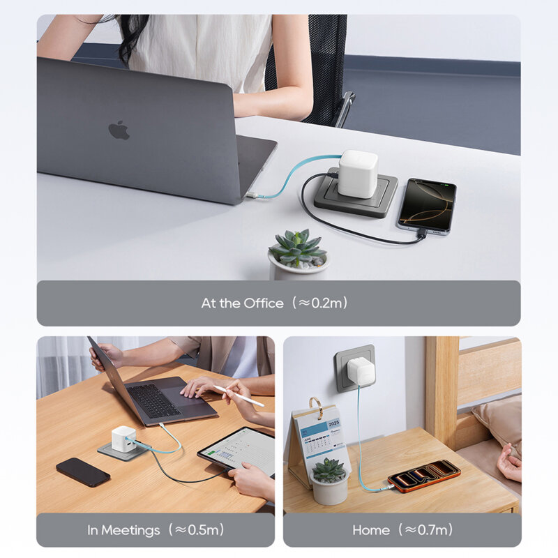 Incarcator GaN 67W cu cablu retractabil USB-C Cuktech AD653W