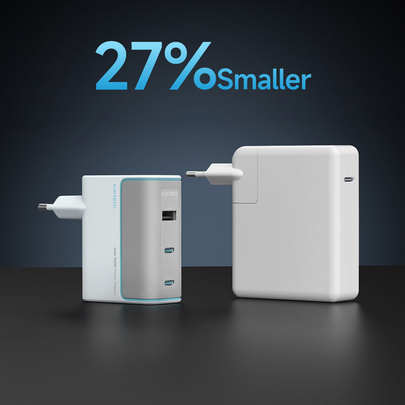 Incarcator GaN 100W cu cablu USB-C Cuktech AD1003EU, alb
