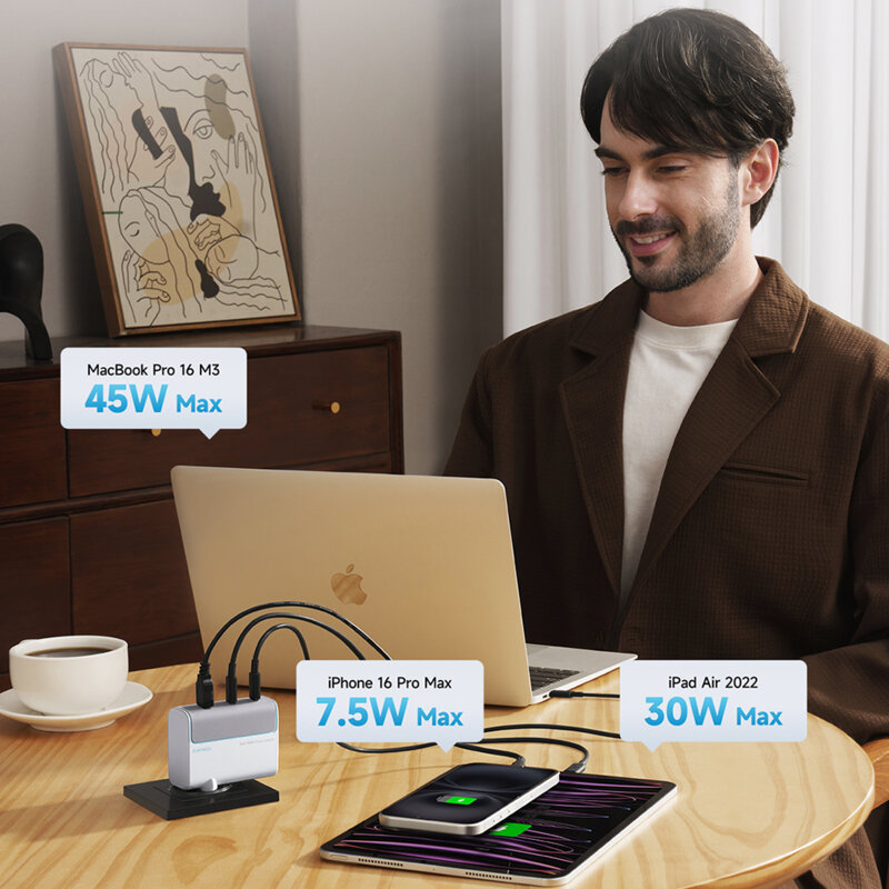 Incarcator GaN 100W cu cablu USB-C Cuktech AD1003EU, alb