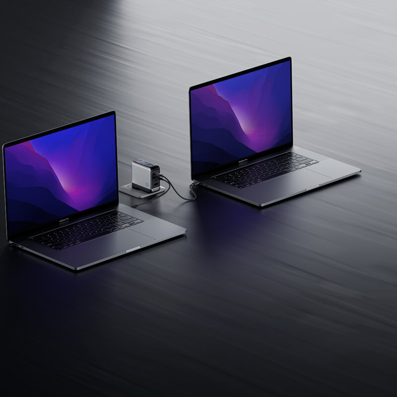 Incarcator priza cu afisaj digital, cablu USB-C Cuktech AD1204U, gri