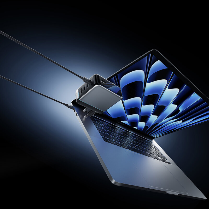 Incarcator priza cu afisaj digital, cablu USB-C Cuktech AD1204U, gri