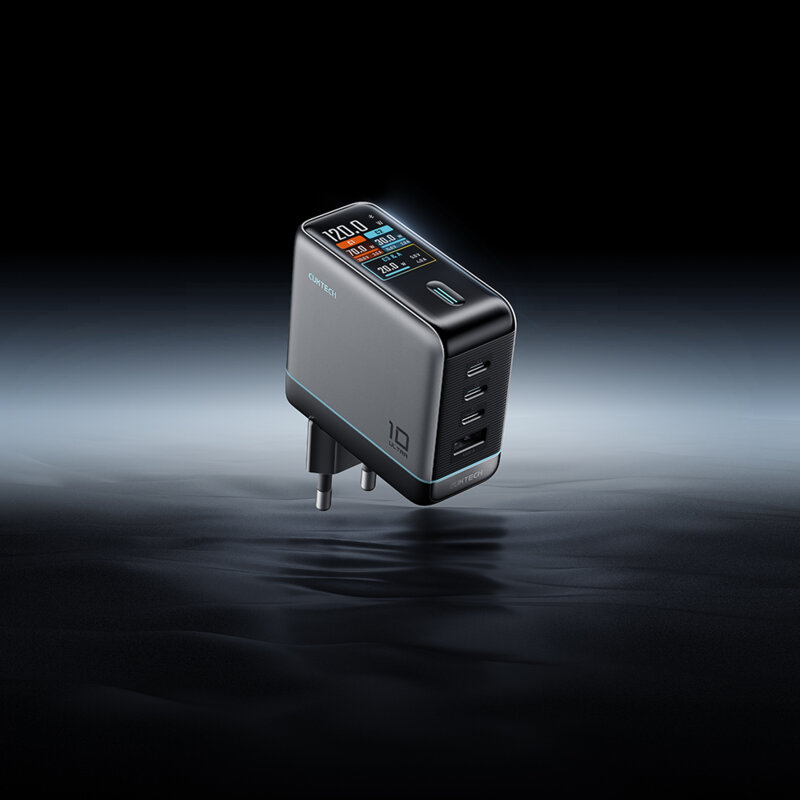 Incarcator priza cu afisaj digital, cablu USB-C Cuktech AD1204U, gri