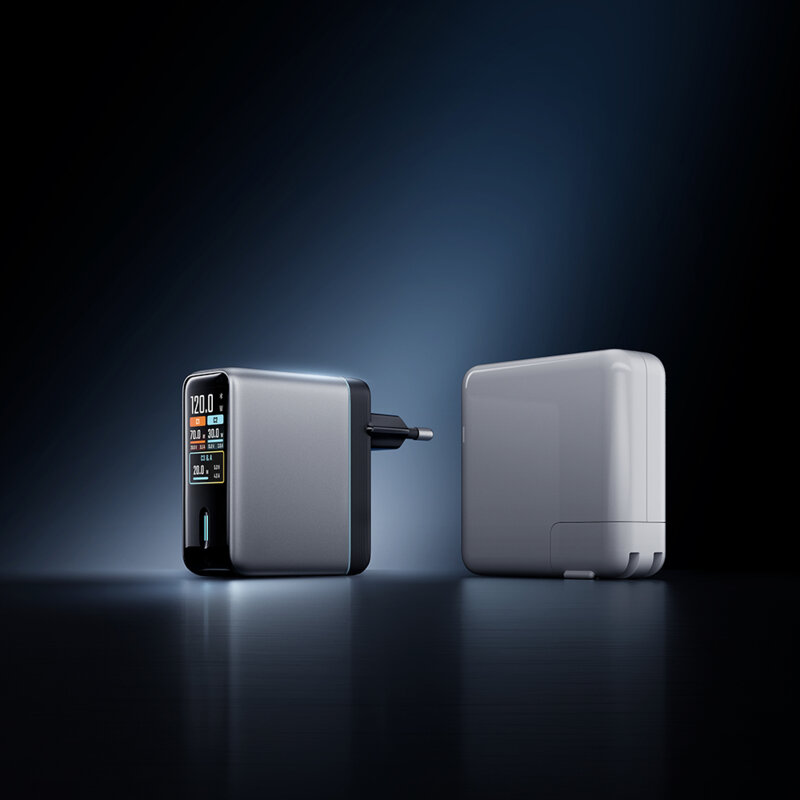 Incarcator priza cu afisaj digital, cablu USB-C Cuktech AD1204U, gri