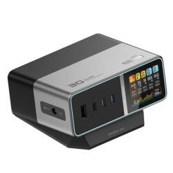 Statie incarcare GaN cu afisaj, cablu Type-C Cuktech TA3005U, 300W, gri
