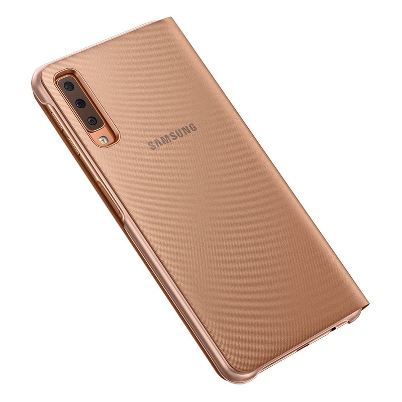 Husa Originala Samsung Galaxy A7 2018 Flip Wallet Gold