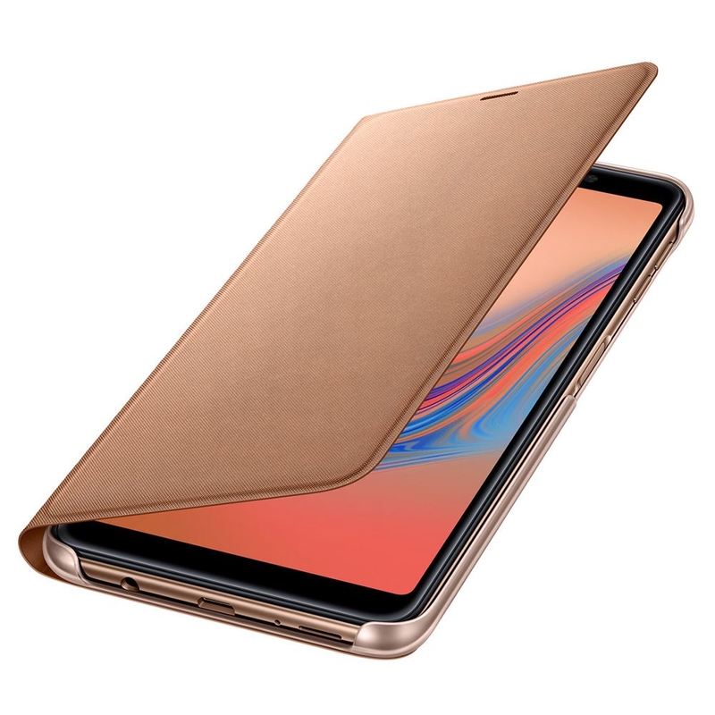 Husa Originala Samsung Galaxy A7 2018 Flip Wallet Gold