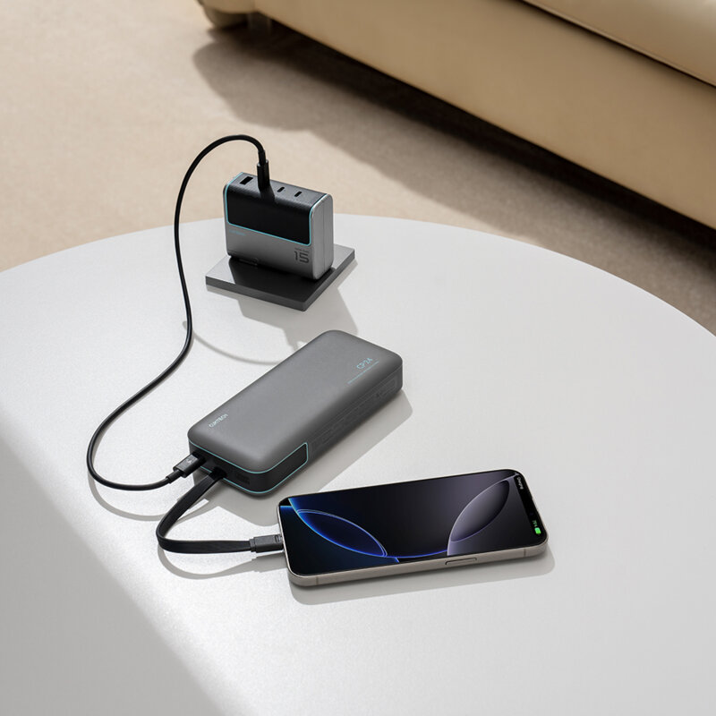 Baterie externa 40W USB&Type-C cu cablu Cuktech LPB200N, gri