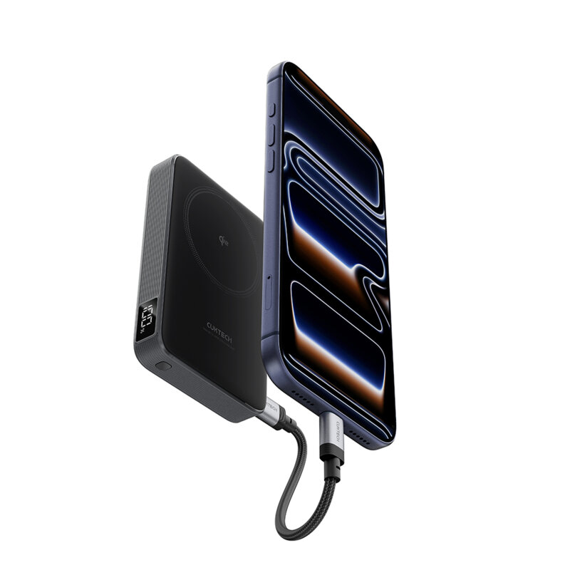 Baterie externa magnetica Qi2 10000mAh, Cuktech WPB100, gri