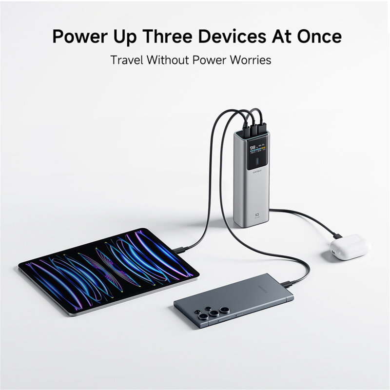 Baterie externa cu ecran TFT 15000mAh, 120W Cuktech PB150P, gri