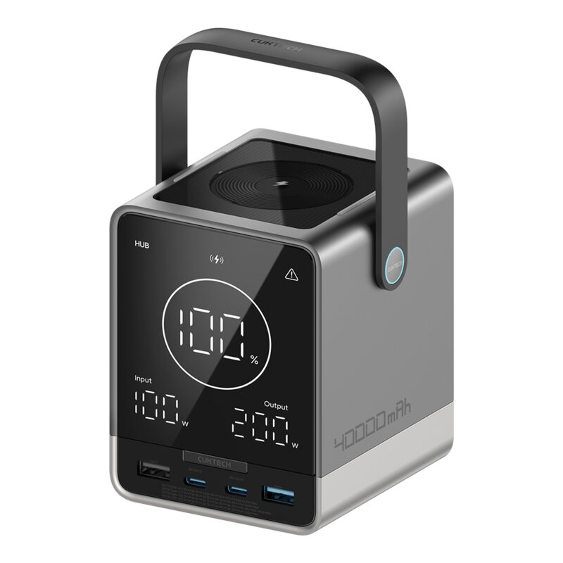 Baterie externa 40000mAh, modul wireless, afisaj, 300W Cuktech P01
