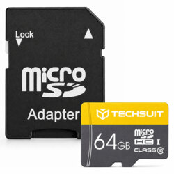 Card memorie 64GB MicroSDHC + adaptor Techsuit THCM11, galben