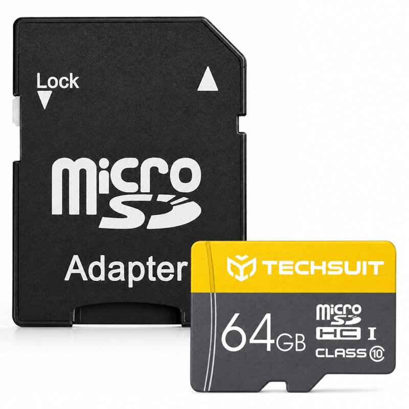 Card memorie 64GB MicroSDHC + adaptor Techsuit THCM11, galben