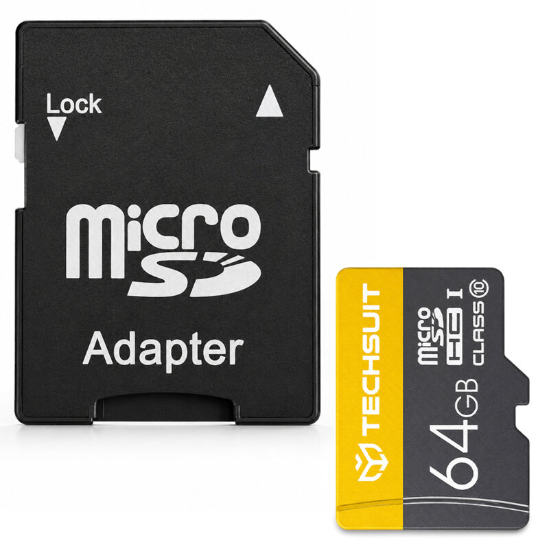 Card memorie 64GB MicroSDHC + adaptor Techsuit THCM11, galben