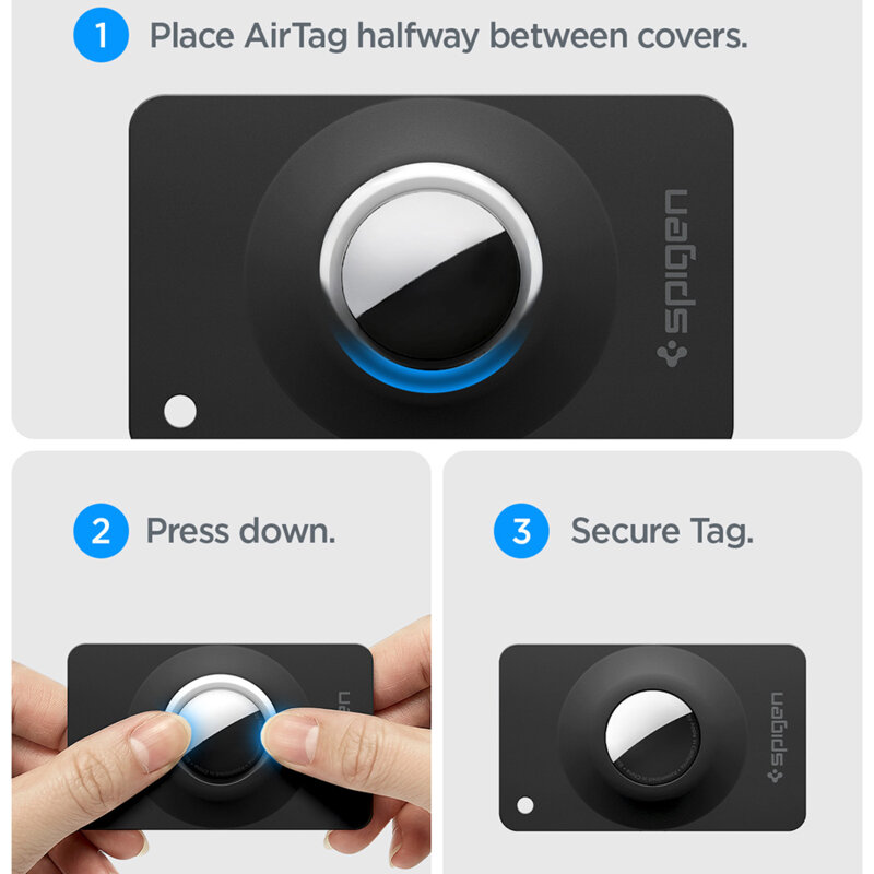 [Pachet 2x] Husa Apple AirTag Spigen Air Fit 2, negru, ACS11199
