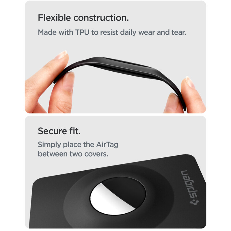 [Pachet 2x] Husa Apple AirTag Spigen Air Fit 2, negru, ACS11199