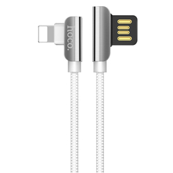 Cablu de date Lightning Hoco Steel U42 1.2M 2.4A - Alb
