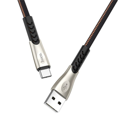 Cablu de date Type-C Hoco Metal U48 1.2M 2.4A - Negru
