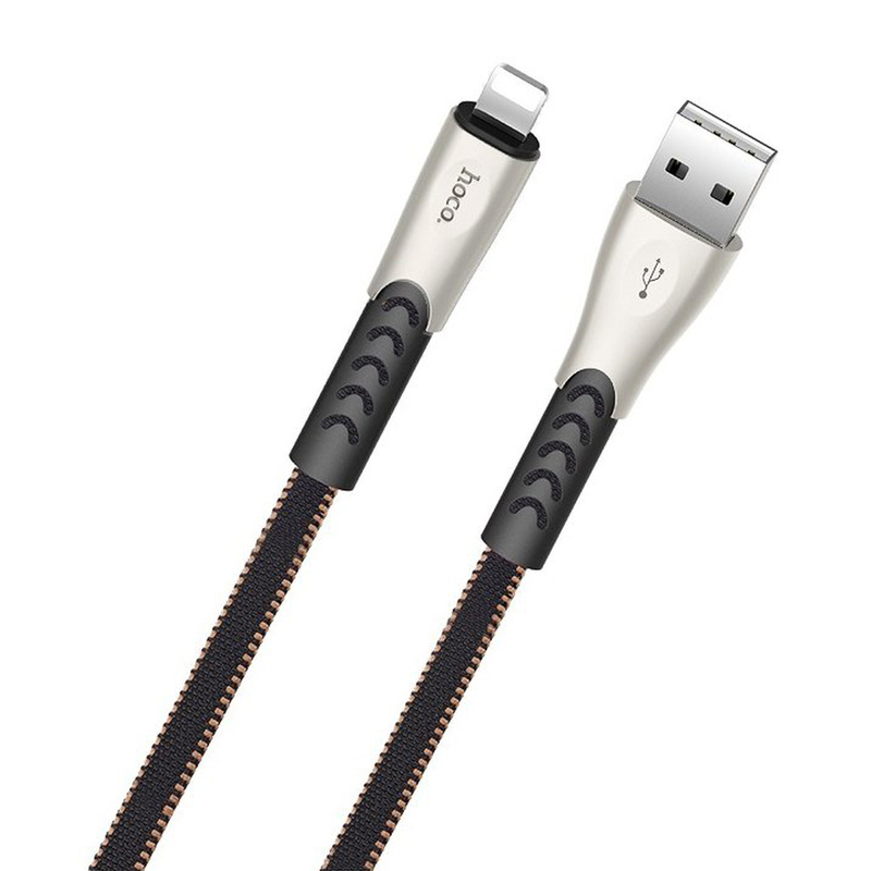 Cablu de date Lightning Hoco Metal U48 1.2M 2.4A - Negru
