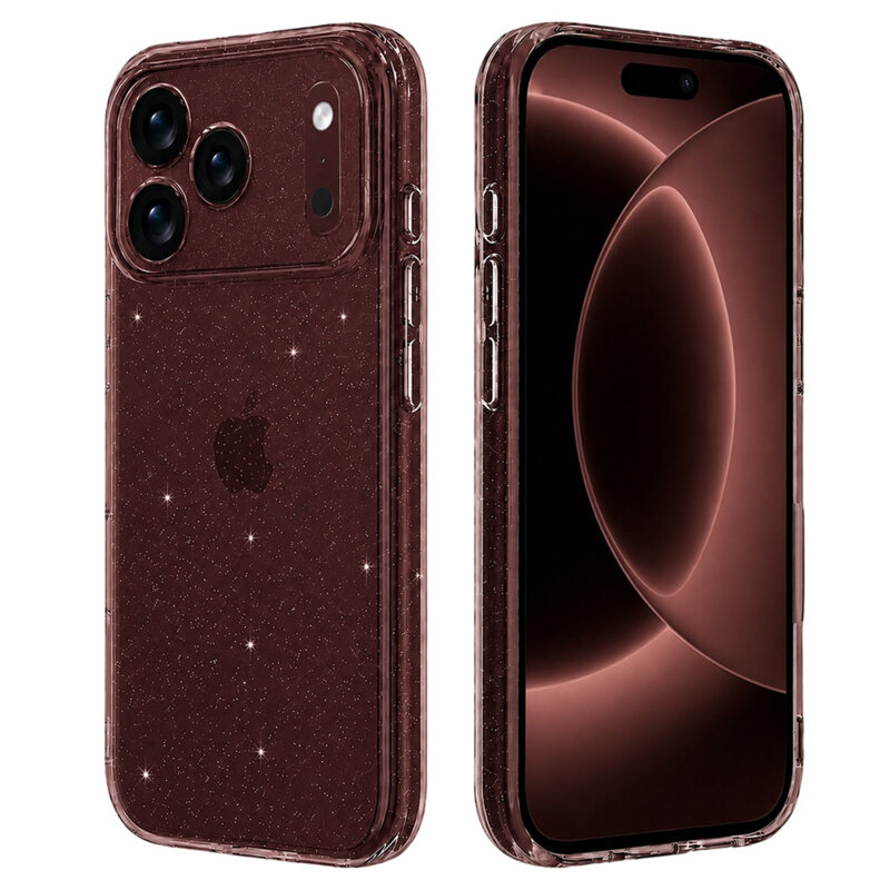 Husa sclipici iPhone 17 Pro Max Techsuit SparkleSkin, transparenta
