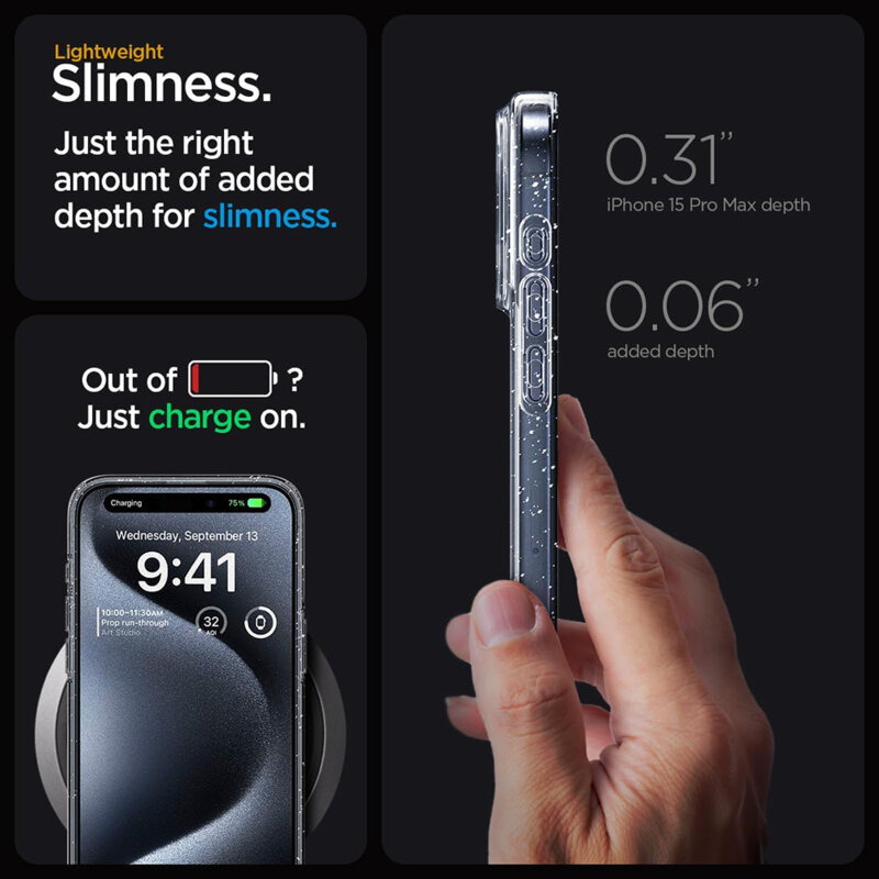 Husa sclipici iPhone 17 Pro Techsuit SparkleSkin, transparenta
