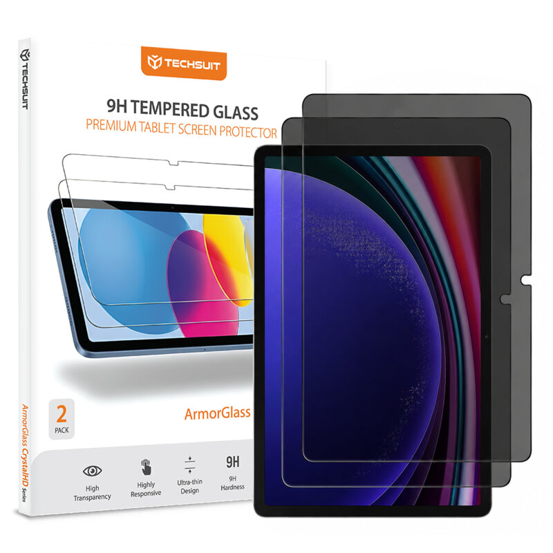 [Pachet 2x] Folie sticla Samsung Galaxy Tab S9 Techsuit ArmorGlass CrystalHD, privacy