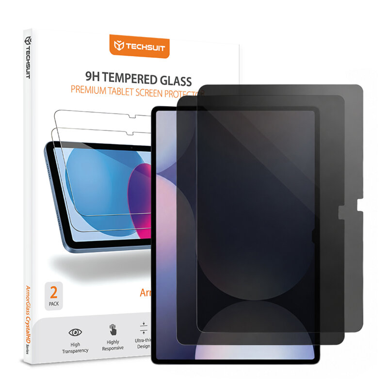 [Pachet 2x] Folie sticla Samsung Galaxy Tab S9 Plus Techsuit ArmorGlass CrystalHD, privacy