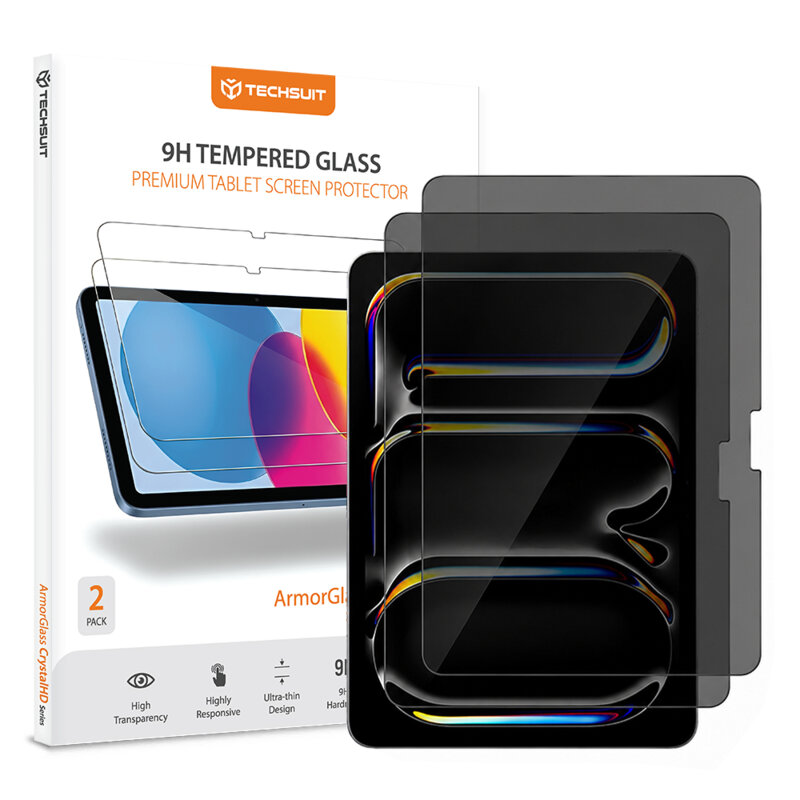 [Pachet 2x] Folie sticla iPad Air 13 (2024) Techsuit ArmorGlass CrystalHD, privacy