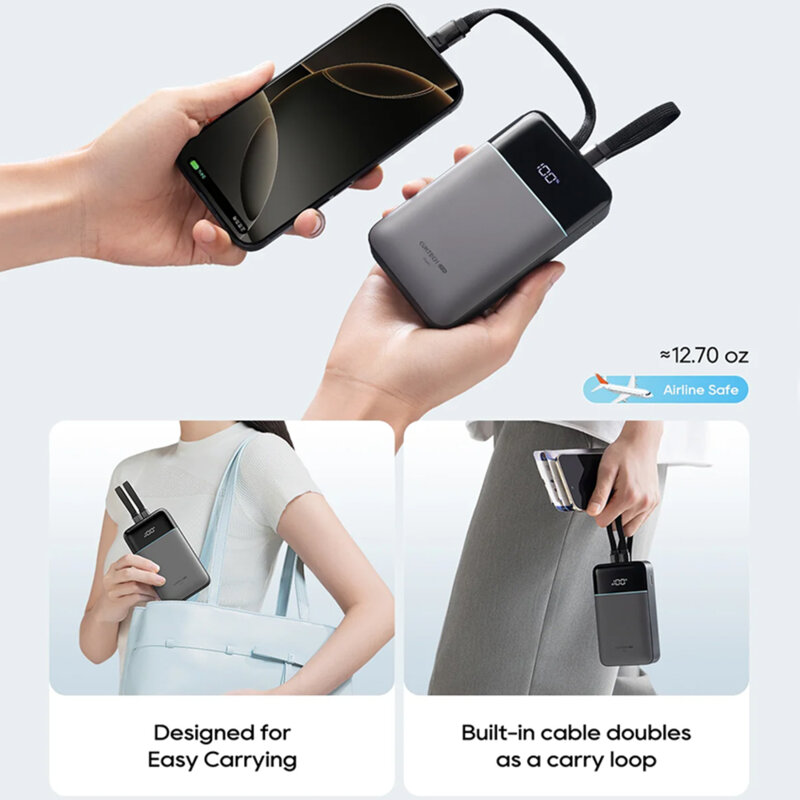 Power bank 40W cu 2 cabluri incorporate Cuktech LPB200NL