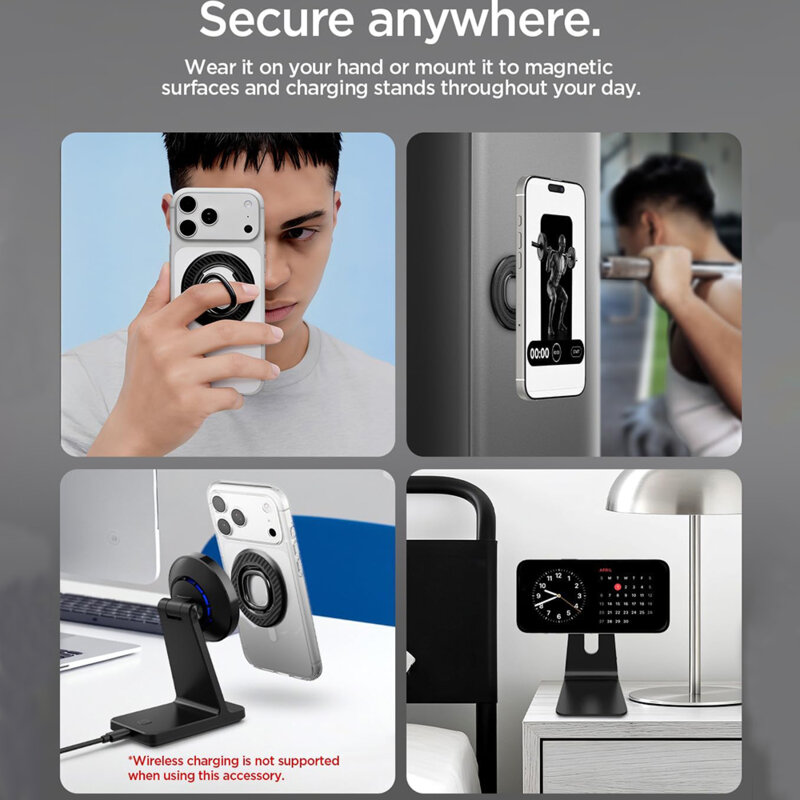 Inel magnetic, suport telefon MagSafe Spigen O-Mag OM106, negru