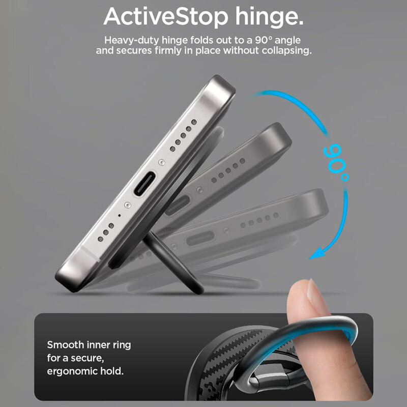 Inel magnetic, suport telefon MagSafe Spigen O-Mag OM106, negru