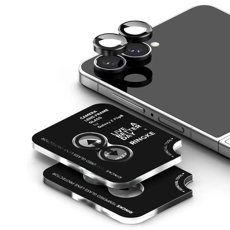 [Pachet 2x] Folie sticla camera Samsung Galaxy Z Flip8 Ringke Camera Lens Frame, negru